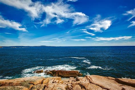Hd Wallpaper View Of Rocky Sea Shore Bar Harbor Maine Sky Clouds