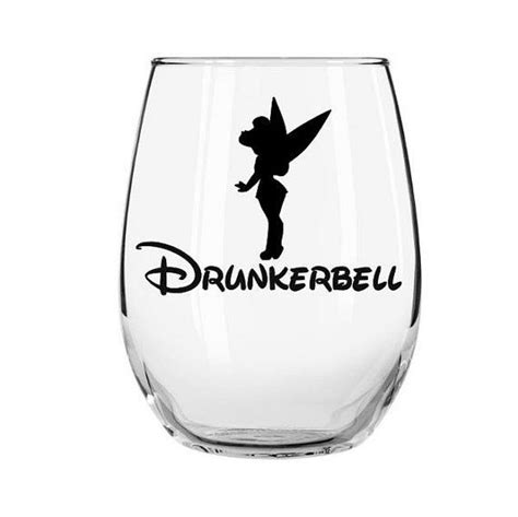 Tinkerbell Inspired Wine Glass Drunkerbell Stemless Wine Wine Glass Wine Inspired Stemless