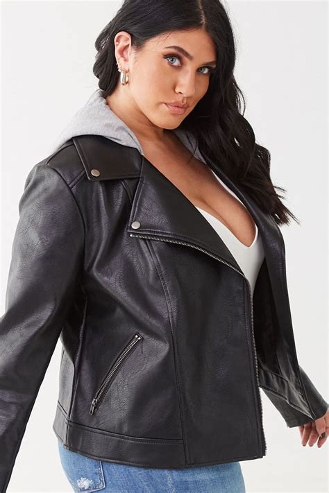 Plus Size Faux Leather Jacket Plus Size Leather Jacket Plus Size