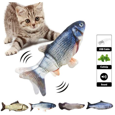 Electric Moving Fish Cats Toy Realistic Flopping Wagging Kicker Fish