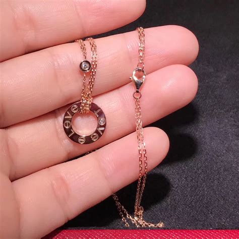Love Necklace 2 Diamonds Top Brand 18k Gold Jewelry Replica Cartier