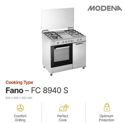 Jual Modena Fano FC 8940 S Kompor Oven Freestanding 4 Tungku Di