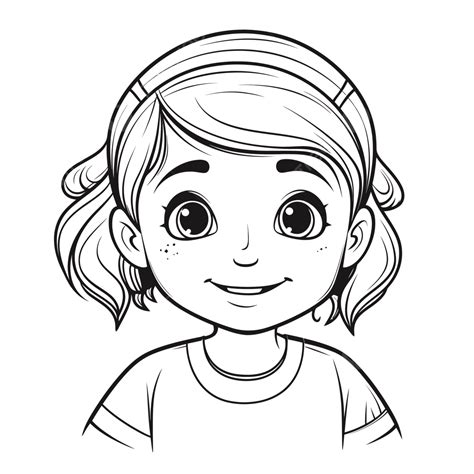 Cartoon Girl Drawing Outline Sketch Vector Profile Picture Drawing