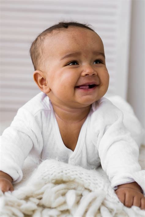 Adorable Little African American Baby Boy Laughing Black People