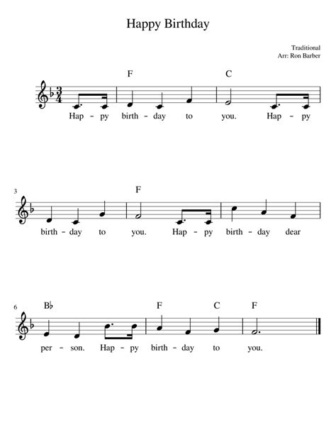 Happy Birthday Sheet Music For Piano Solo