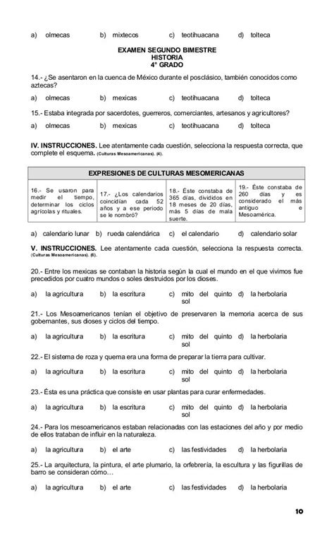 Cuestionario Bloque Preguntas Y Respuestas De Historia Cuarto Grado