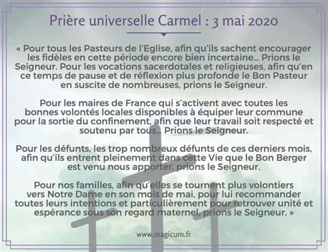 Prière Universelle Carmel 4 Prières Ce Mois Ci [ 2020 ]