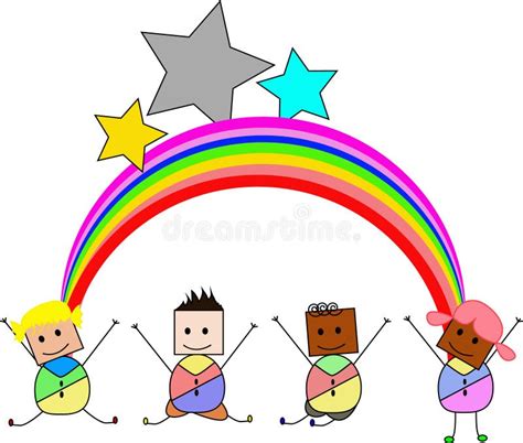 Kinder Unter Regenbogen Vektor Abbildung Illustration Von Freundschaft