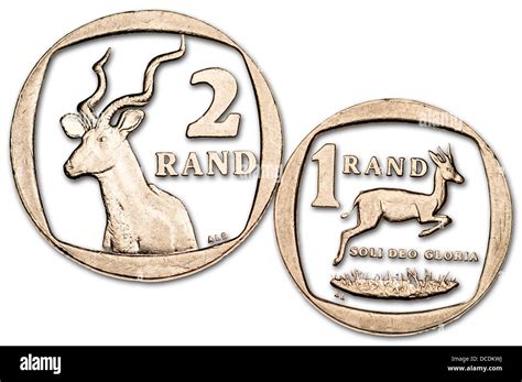 South African Coins One And Two Rand Stock Photo Alamy