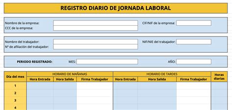 Plantilla De Registro Jornada Laboral En Excel Plantilla Gratis De