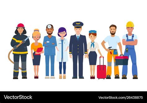 Group People Different Professions Royalty Free Vector Image