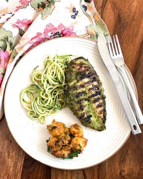 Learn my simple tips for how to make a grilled chicken breast without drying them out. Try This Basil Pesto Grilled Chicken & Zoodles For Dinner ...