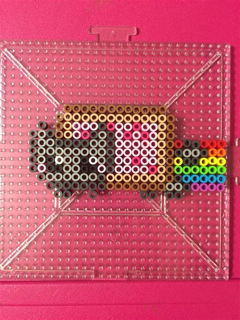 Small Nyan Cat Perler Beads Done By BreAnda Robbins Easy Perler Beads Ideas Diy Perler Bead