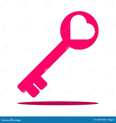 Pink Key With Heart Shape Isolated On White Background Stock Vector