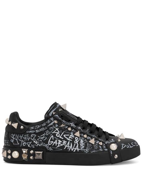 Dolce And Gabbana Portofino Stud Embellished Sneakers Farfetch