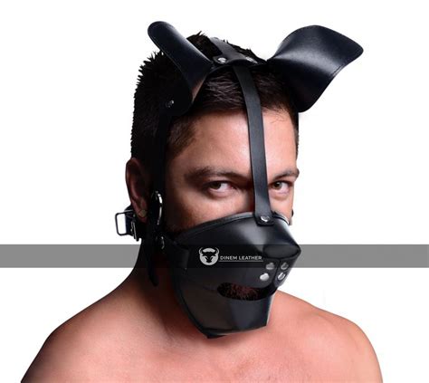 Real Black Leather Puppy Mask Bondage Dog Mask Play Hood Etsy