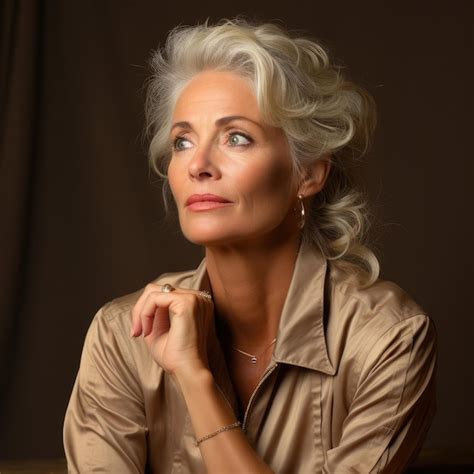 Premium Ai Image Reflective Woman In Her 50s