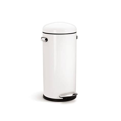 Simplehuman 30 L White Round Retro Step On Trash Can Cw1259 The Home