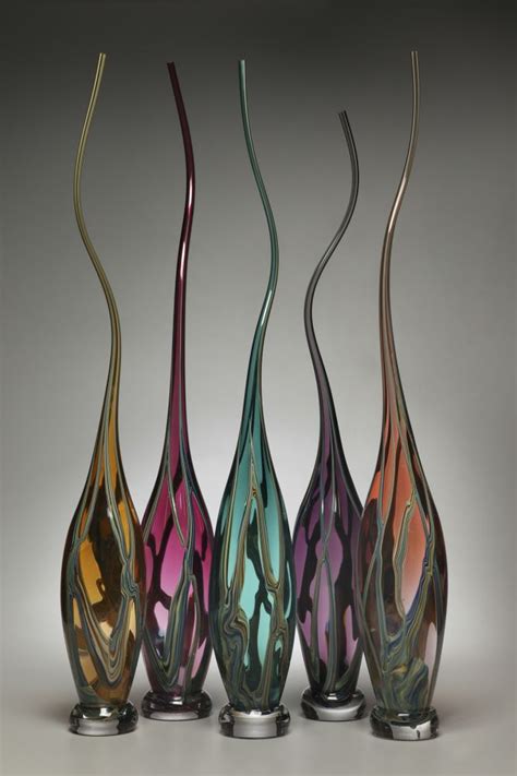 Victor Chiarizia Glass Sculptures Curvasi Strega Merlot Verde Amethyst Tangerine