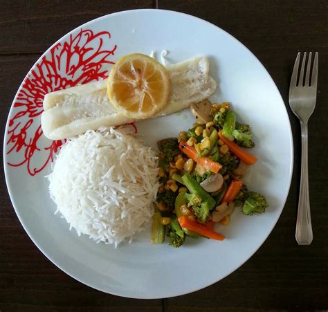 Recipes By Zeina Grilled Fish With White Rice And Sauteed Vegetables