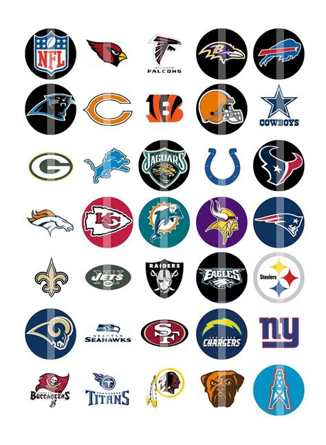 Nfl Logos All 32 Teams Collage Sheet