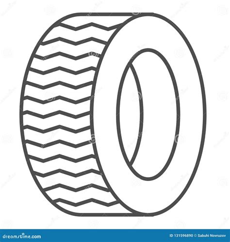 Tire Thin Line Icon Car Wheel Vector Illustration Isolated On White