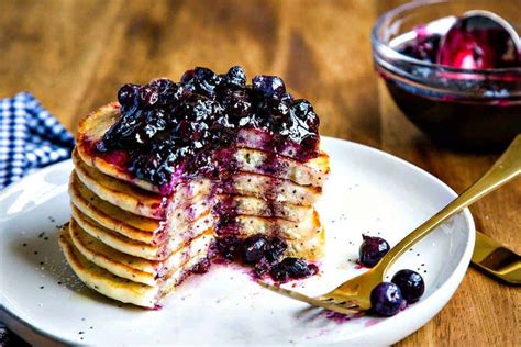 Lemon Poppy Seed Pancakes With Blueberry Compote Life Love And Good