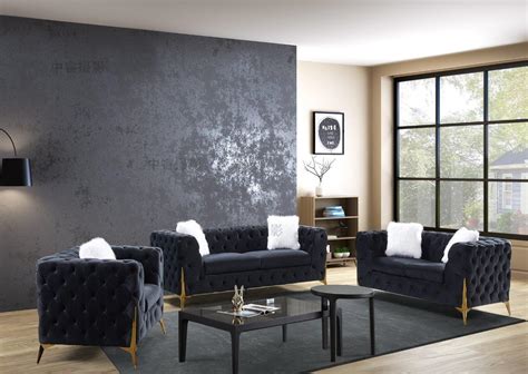 Sheila Black Velvet Living Room Set By Premier Home 1stopbedrooms