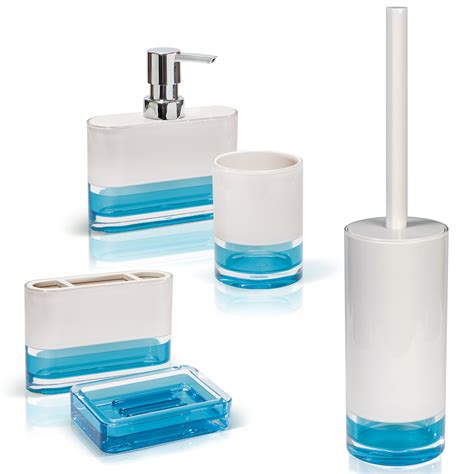Shop matching bathroom accessories sets in every style, from modern to rustic. Tatkraft Topaz Blue Bathroom Accessories Set of 5: Soap ...