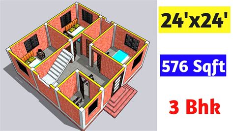24x24 House Plans 24x24 Ghar Ka Naksha 24x24 House Design 576