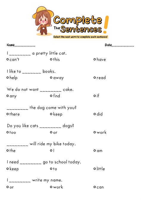Free Printable Sight Word Sentences Worksheets For Kindergarten