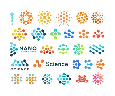 Science Dots Logo Set Creative Dotted Logotypemodern Abstract Emblem