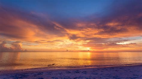 Naples Beach Amazing Sunset And Calm Ocean Florida Usa Windows 10
