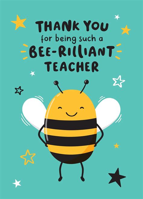 Bee Rilliant Teacher Thank You Card Scribbler