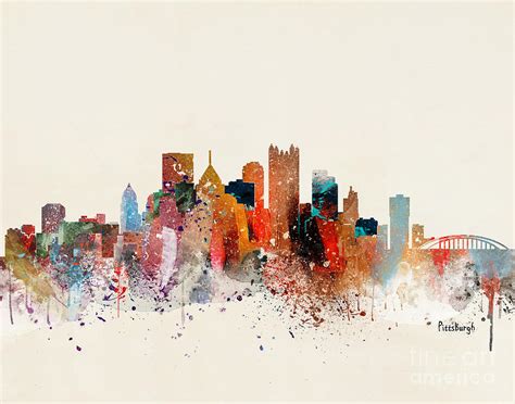 Pittsburgh Skyline Painting By Bri Buckley Pixels
