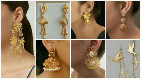 gold earrings very elegant and stylish design ll fancy gold earrings youtube
