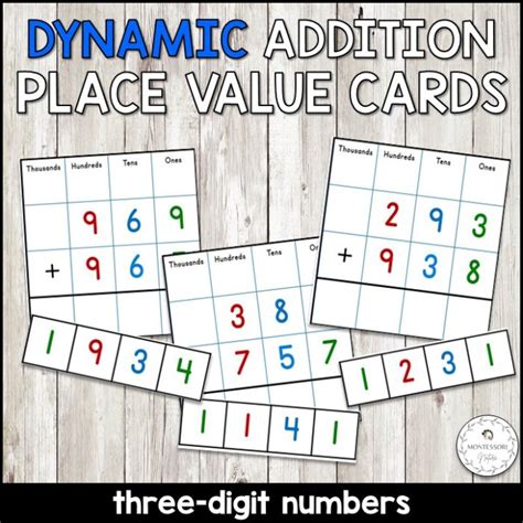 Dynamic Addition Place Value Operation Math Cards Three Digit Numbers