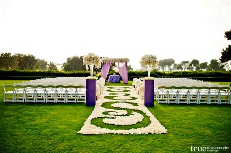Unique Wedding Ceremony Aisle Purple Ivory Outdoor Weddings