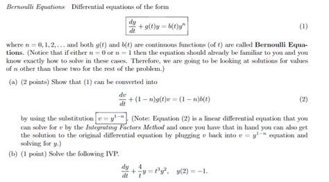Solved Bernoulli Equations Differential Equations Of The