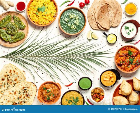 Indian Food And Indian Cuisine Dishes Copy Space Stock Photo Image