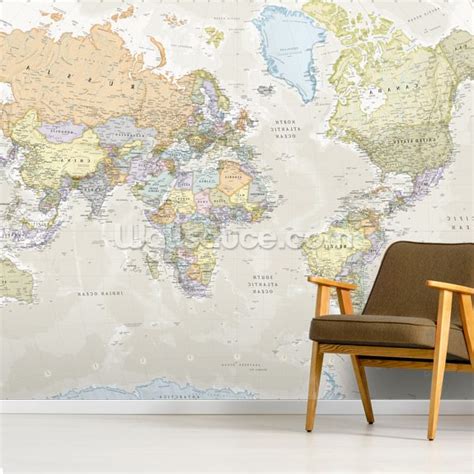 Classic World Map Wall Mural Wallpaper Wallsauce Uk