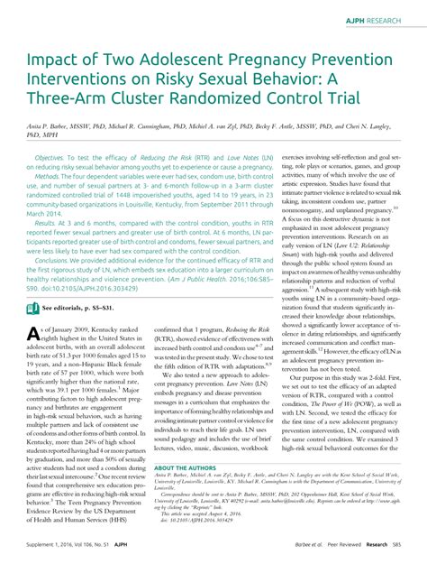 Pdf Impact Of Two Adolescent Pregnancy Prevention Interventions On
