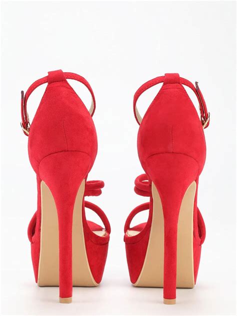 Red Strap Platform High Heel Sandals Sheinsheinside