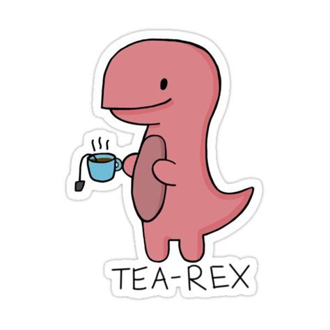 Tea Rex Sticker By 1mg8 Cute Laptop Stickers Aesthetic Stickers