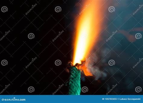 Close Up Of Burning Fuse Stock Image Image Of Burning 105702455