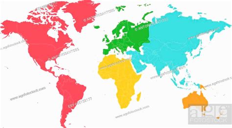 Political Blank World Map Vector Illustration With Different Colors For