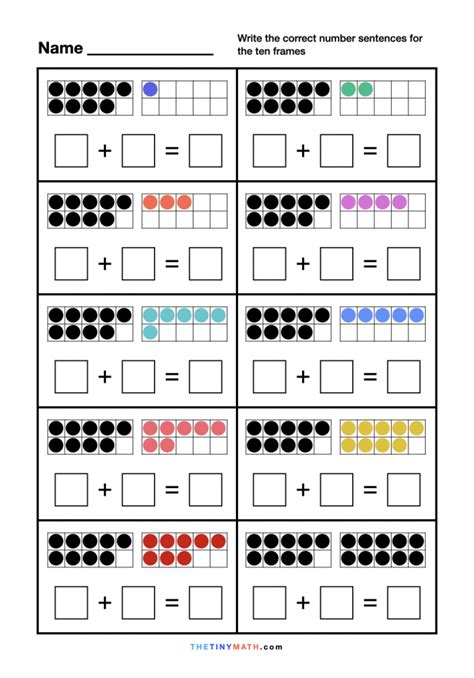 Make A Ten Worksheets Addition With Ten Frames The Tiny Math
