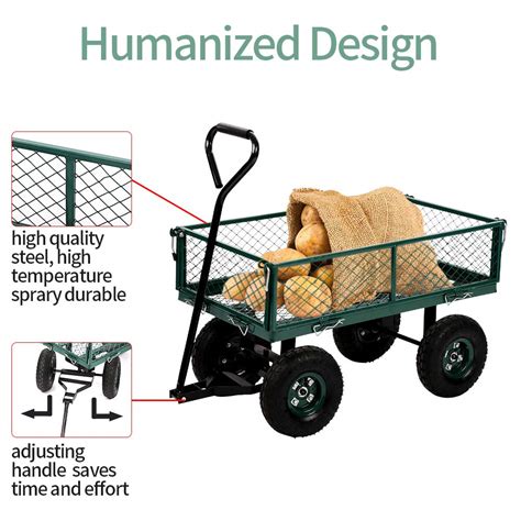 Buy Garden Cart Yard Dump Cart Wagon Carrier With Sturdy Steel Frame