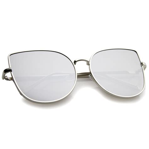 Oversize Modern Flat Mirror Lens Fat Eye Sunglasses Zerouv
