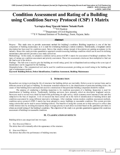 Pdf Condition Assessment And Rating Of A Building Using Condition